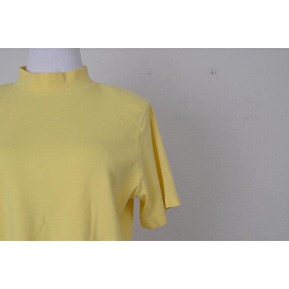 Vintage 90s Yellow Mockneck Cotton Tee by Jennifer Moore | size L - Picture 9 of 10